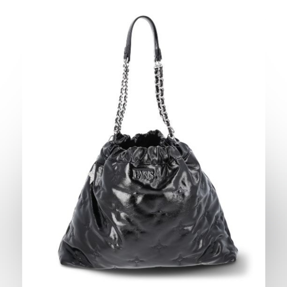 Paris Hilton Glossy Black Star London Quilted Shoulder Bag